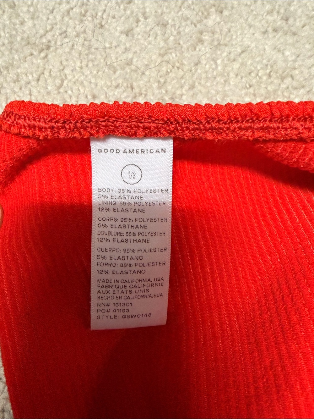 Good American Ribbed Red Bikini Set - Picture 2 of 4